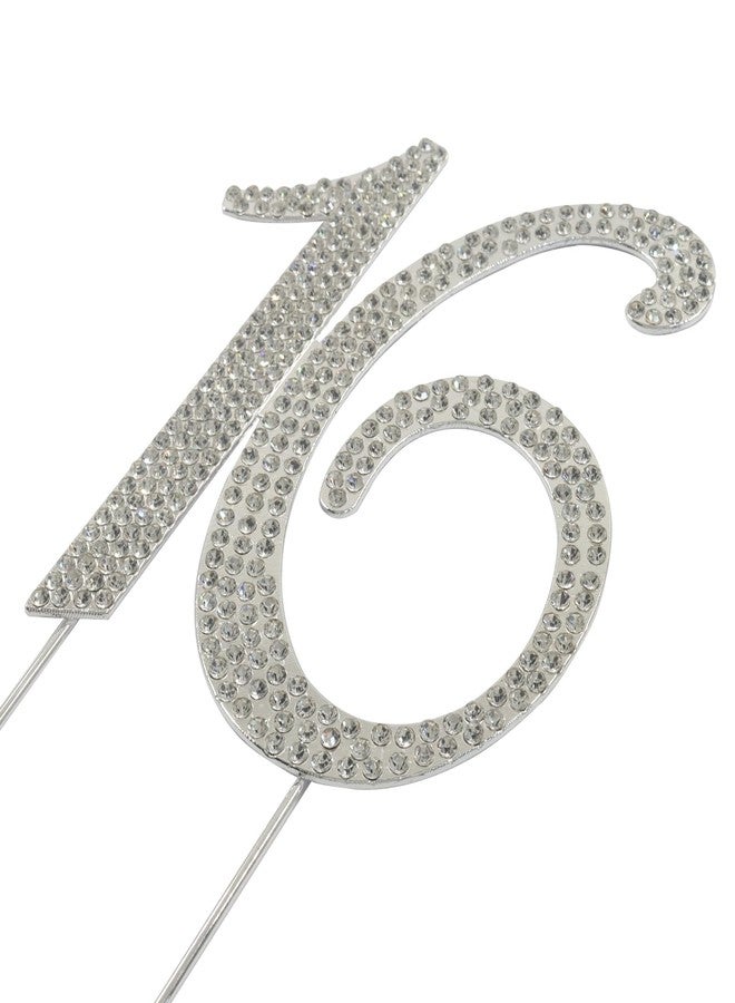 Verkelly Silver Elegant 16 Cake Topper - Bling Rhinestone Decoration for 16th Birthday and Anniversary Celebrations - Image 4